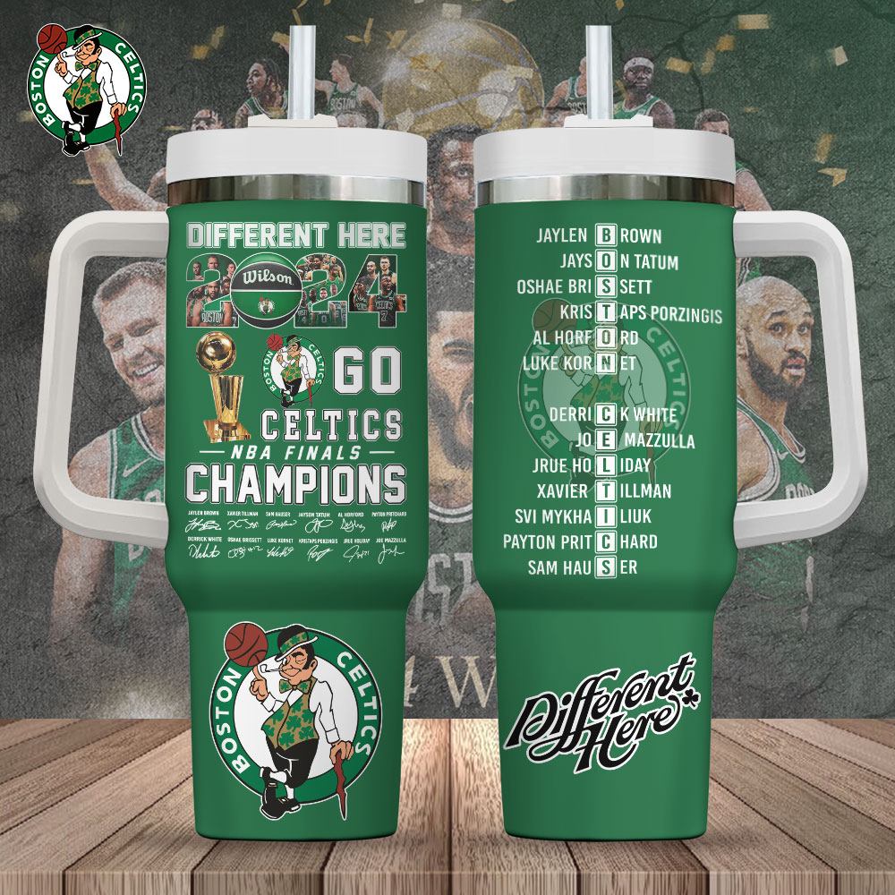 Boston Celtics NBA Custom Stanley Quencher 40oz Stainless Steel Tumbler With Handle