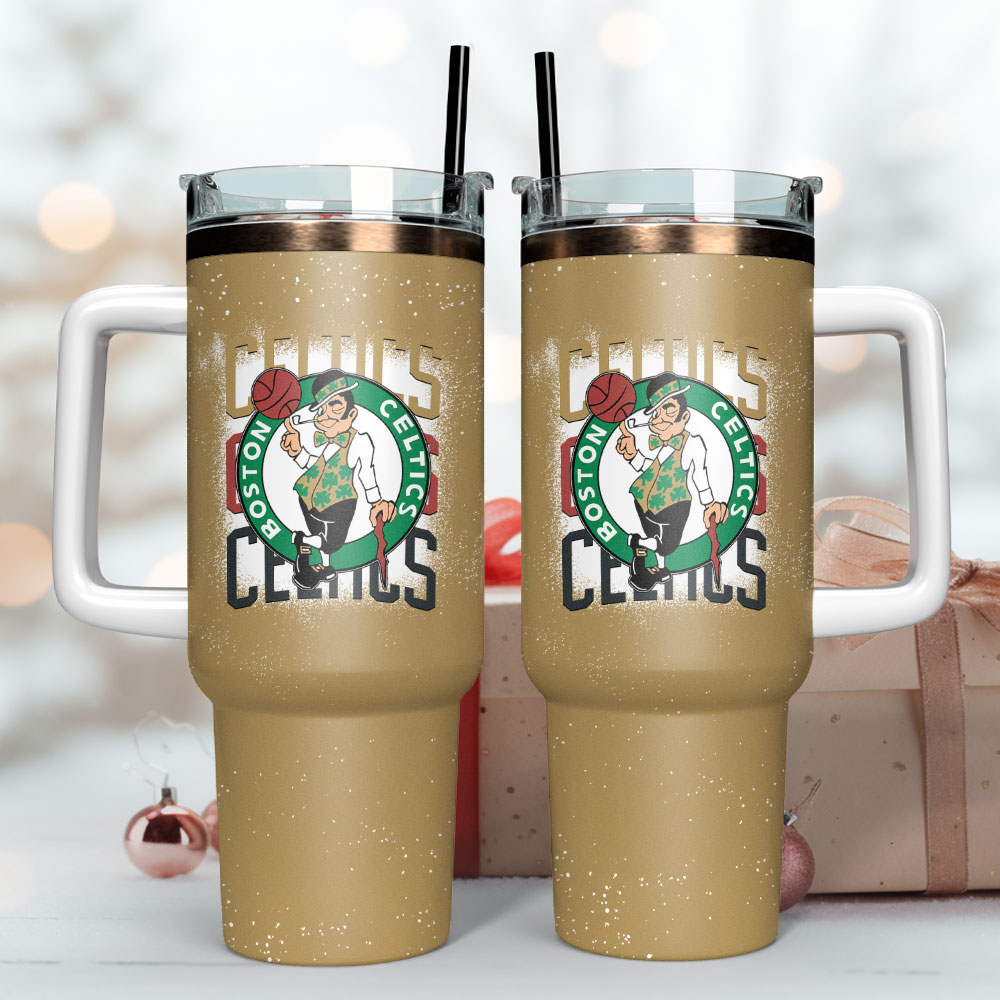 Boston Celtics NBA Sport Custom Stanley Quencher 40oz Stainless Steel Tumbler With Handle