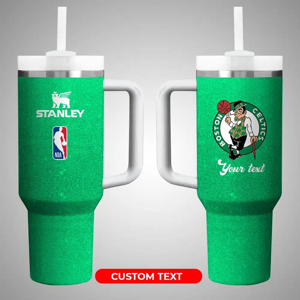 Boston CelticsÂ NBA Custom Stanley Quencher 40oz Stainless Steel Tumbler With Handle