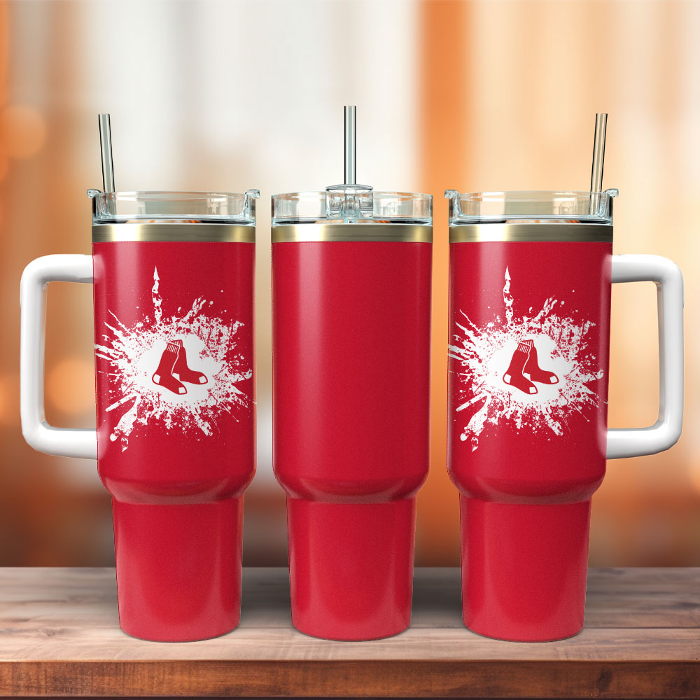 Boston Red Sox Baseball MLB Sport Custom Stanley Quencher 40oz Stainless Steel Tumbler With Handle