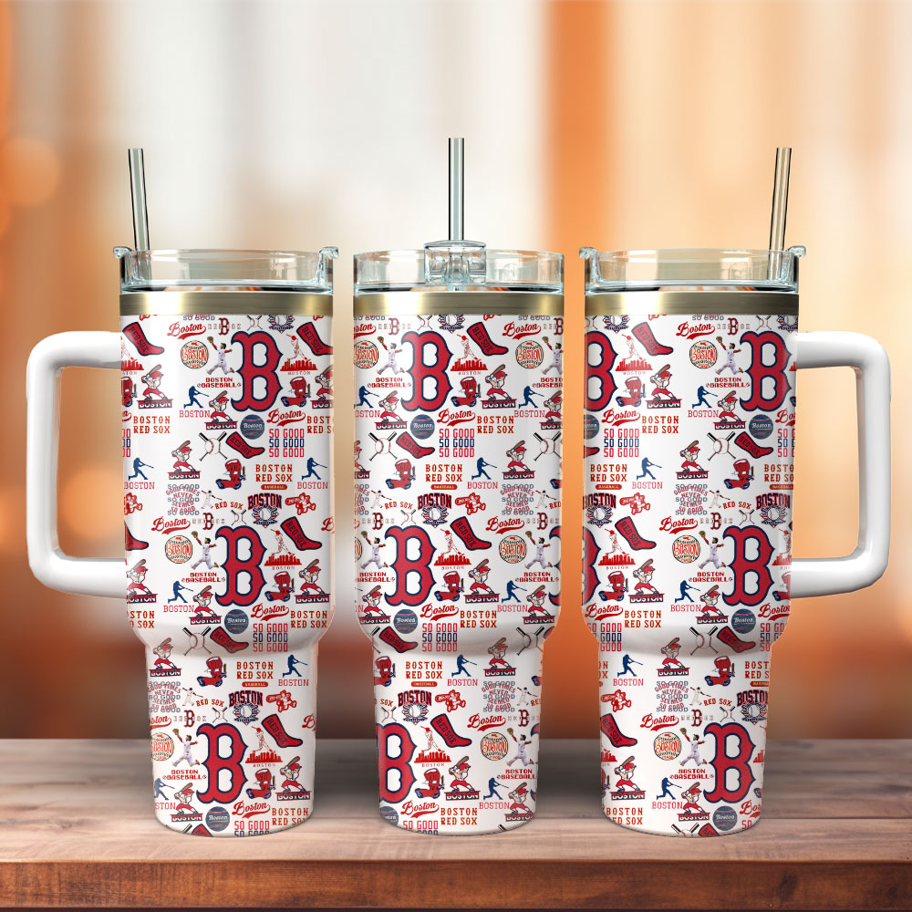 Boston Red Sox Baseball MLB Sport Custom Stanley Quencher 40oz Stainless Steel Tumbler With Handle