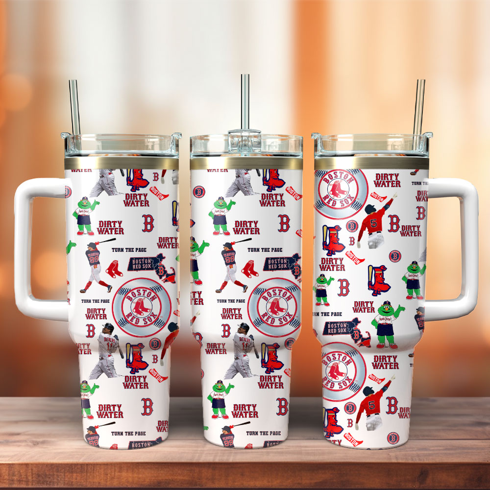 Boston Red Sox Baseball MLB Sport Custom Stanley Quencher 40oz Stainless Steel Tumbler With Handle