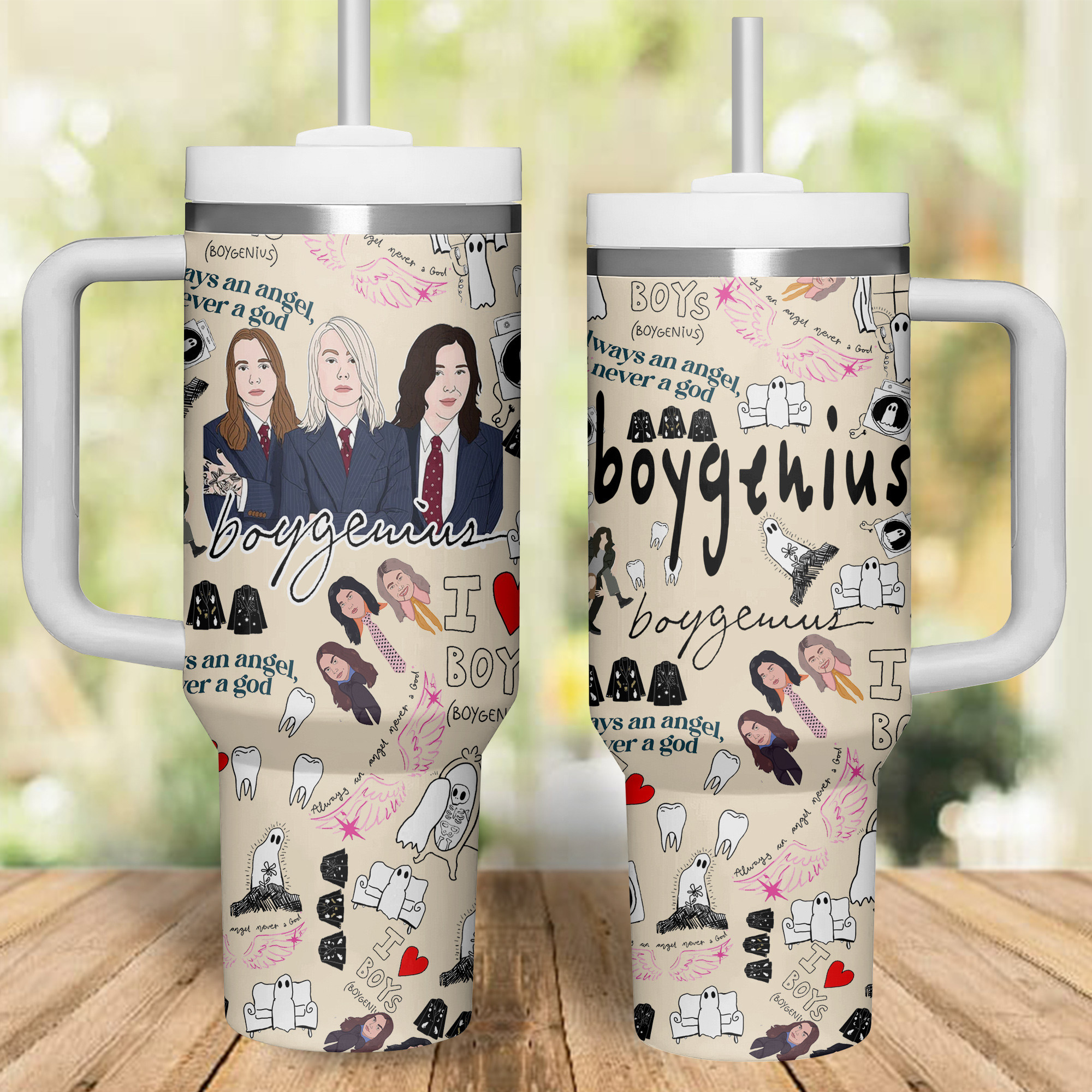 Boygenius Music Custom Stanley Quencher 40oz Stainless Steel Tumbler With Handle