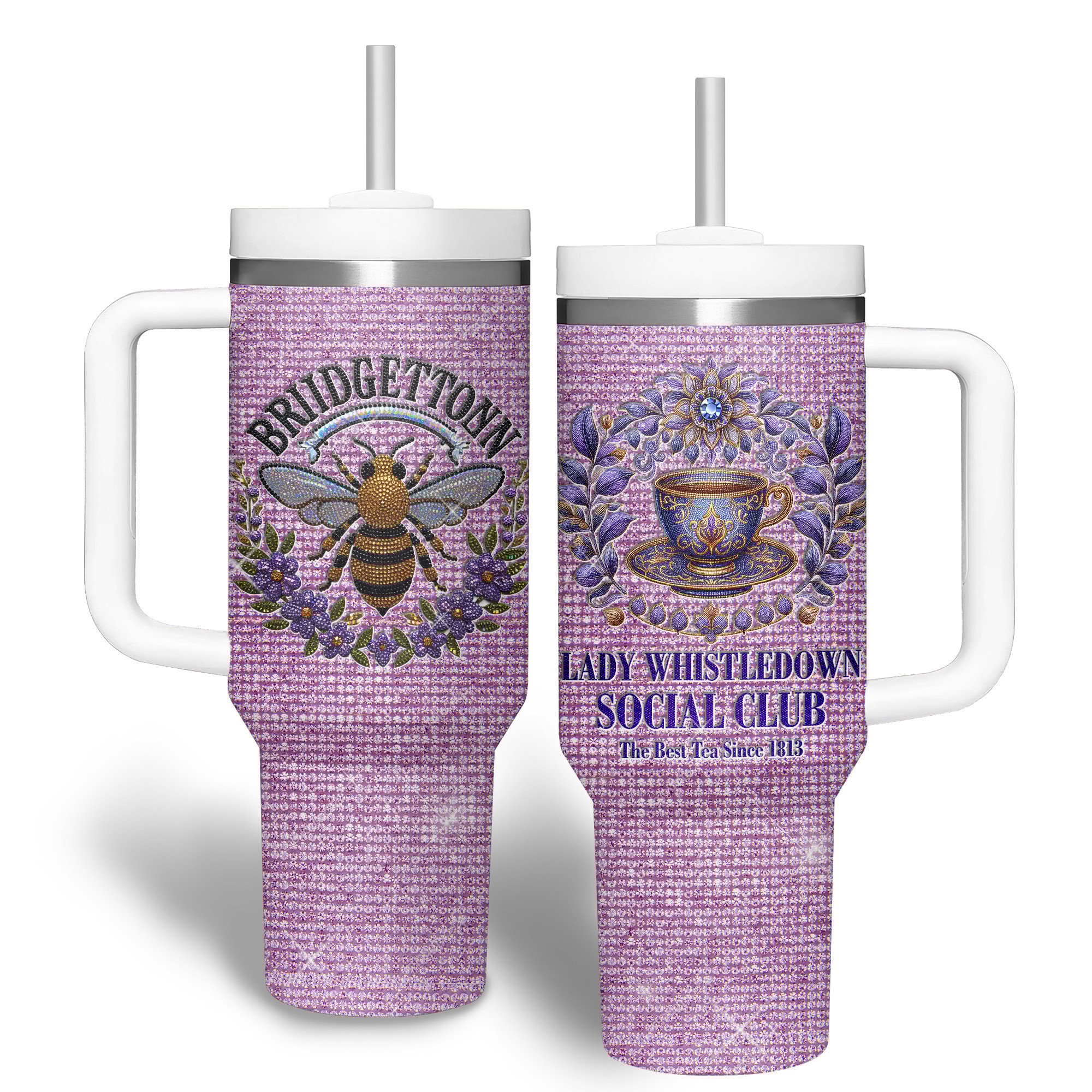 Bridgerton TV Series Custom Stanley Quencher 40oz Stainless Steel Tumbler With Handle