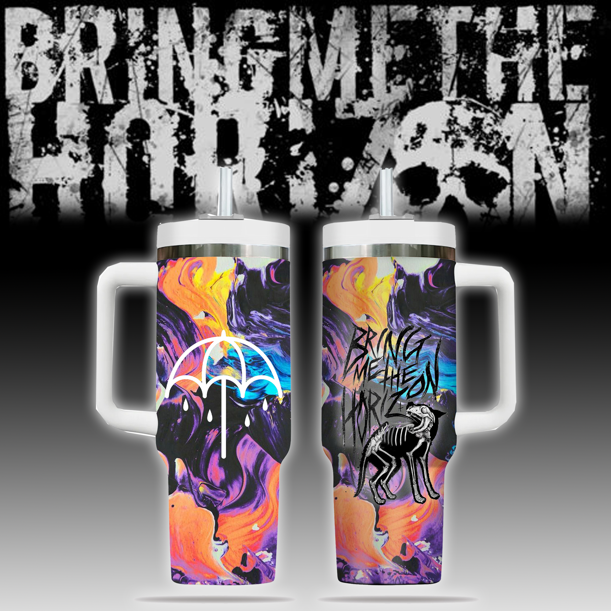 Bring Me The Horizon Music Custom Stanley Quencher 40oz Stainless Steel Tumbler With Handle