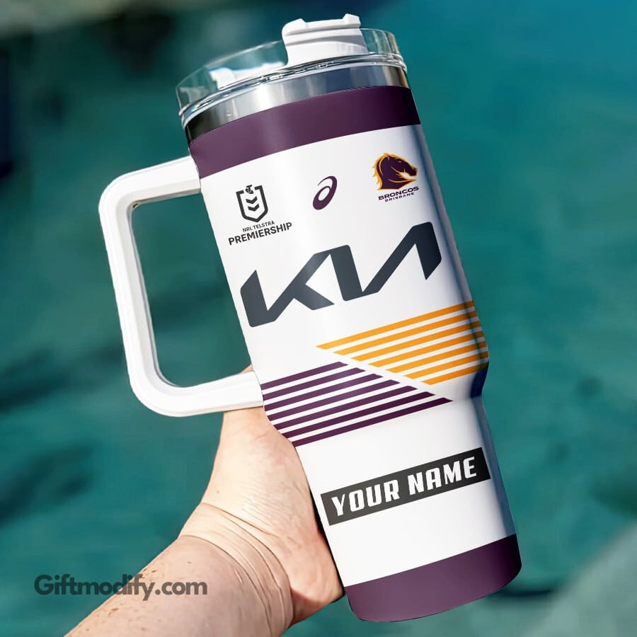Brisbane Broncos NRL Custom Stanley Quencher 40oz Stainless Steel Tumbler With Handle