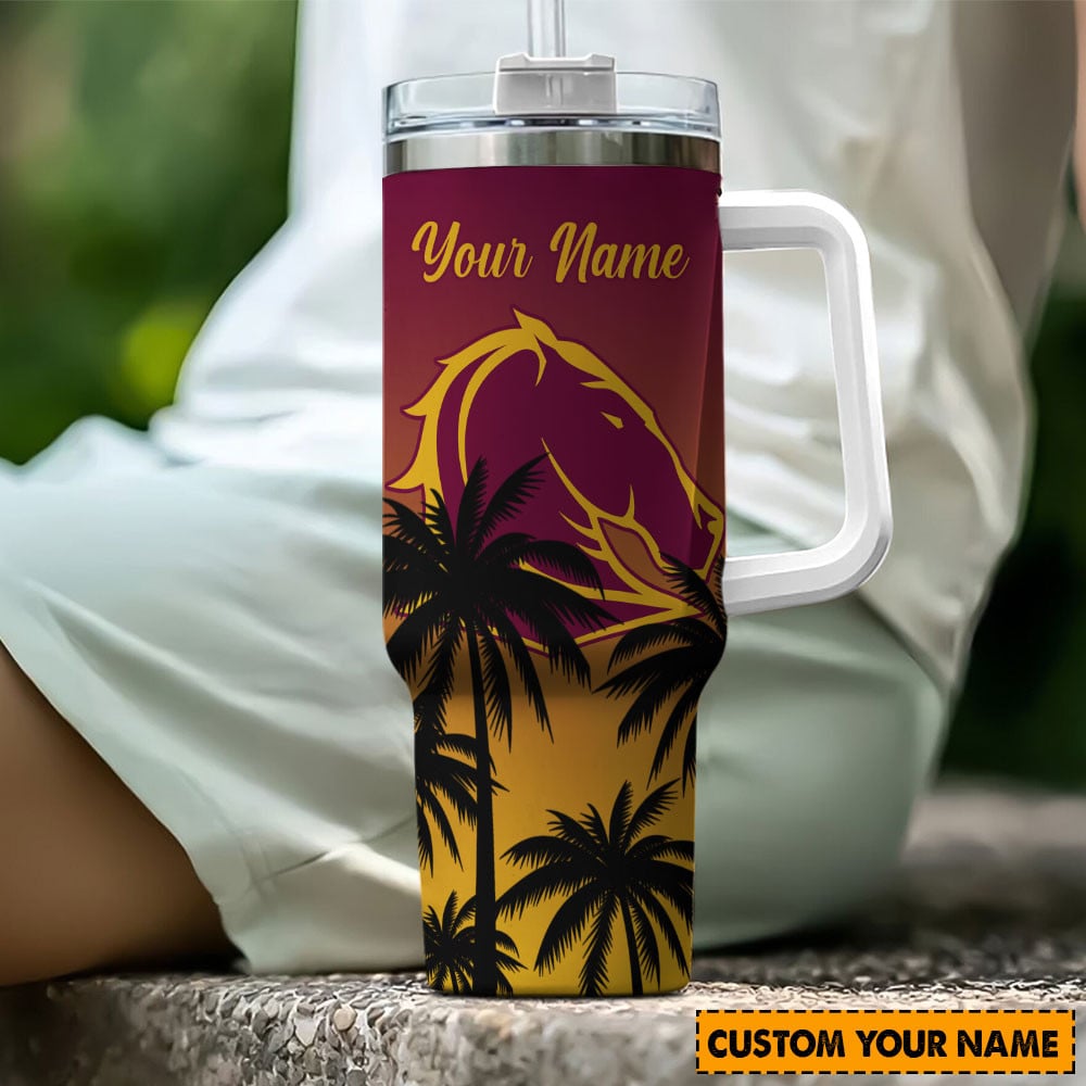 Brisbane Broncos NRL Custom Stanley Quencher 40oz Stainless Steel Tumbler With Handle