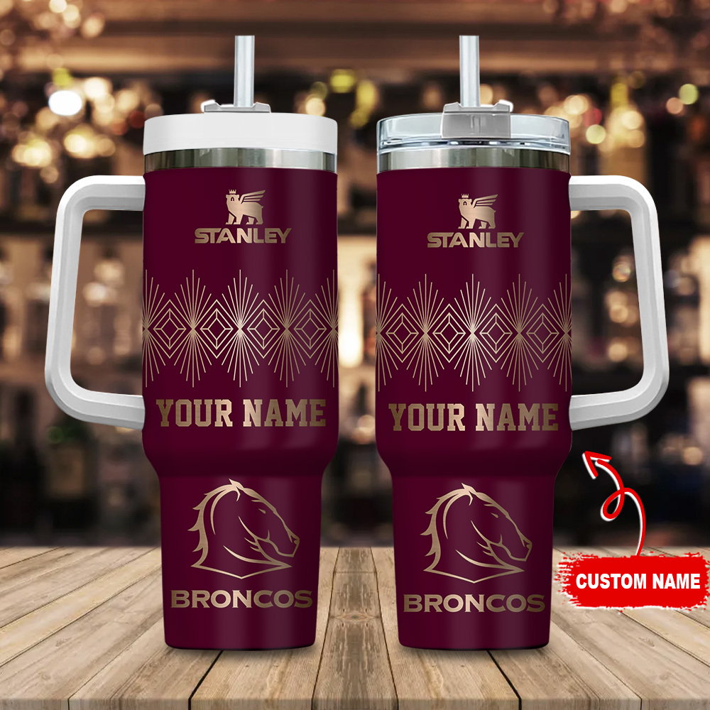 Brisbane Broncos NRL Custom Stanley Quencher 40oz Stainless Steel Tumbler With Handle