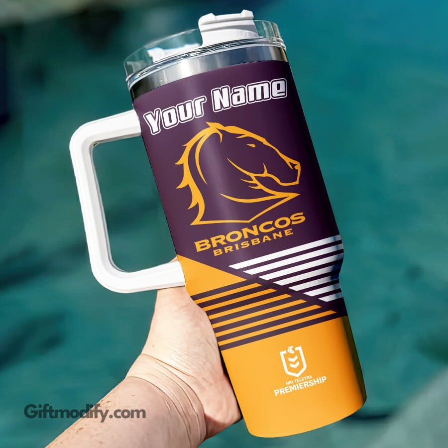 Brisbane Broncos NRL Custom Stanley Quencher 40oz Stainless Steel Tumbler With Handle