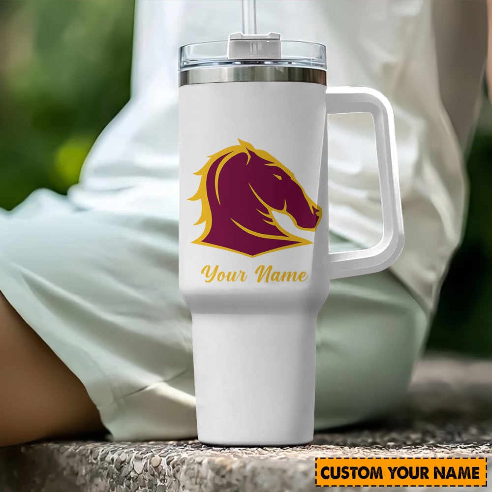 Brisbane Broncos NRL Custom Stanley Quencher 40oz Stainless Steel Tumbler With Handle