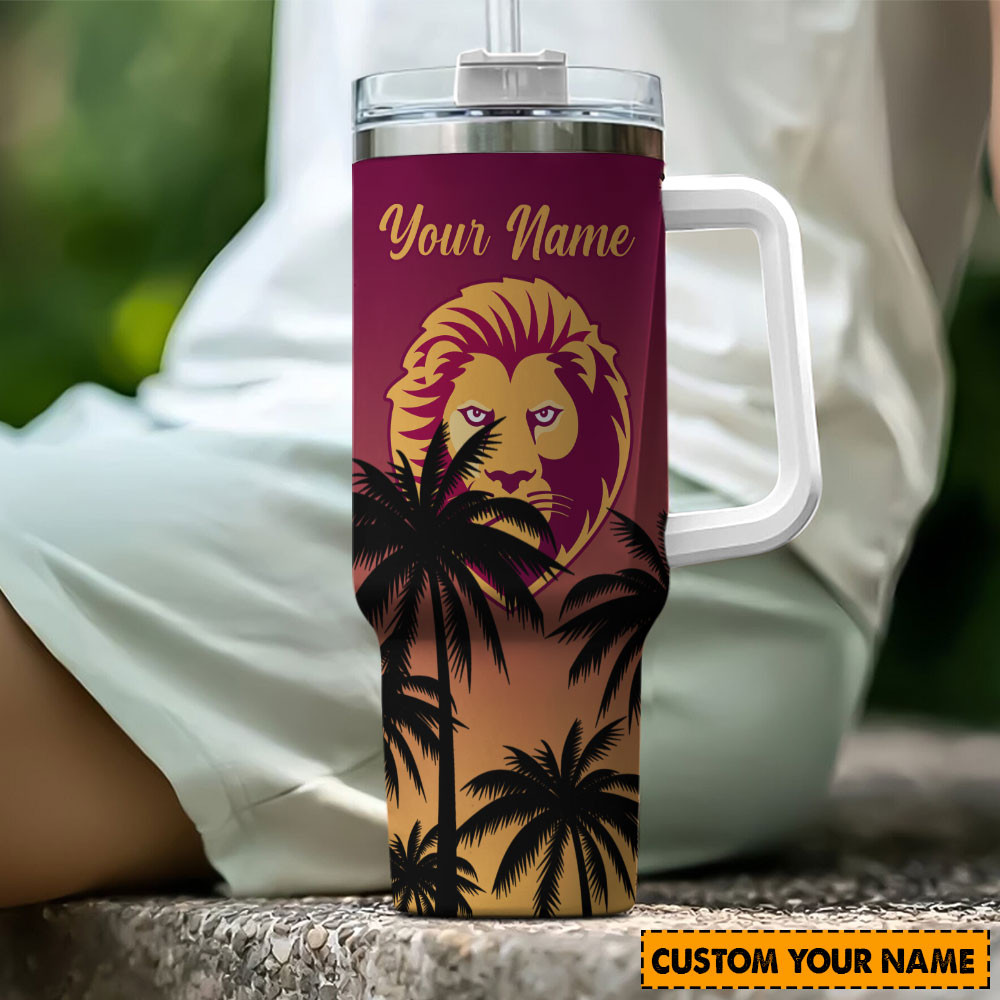 Brisbane Lions AFL Custom Stanley Quencher 40oz Stainless Steel Tumbler With Handle