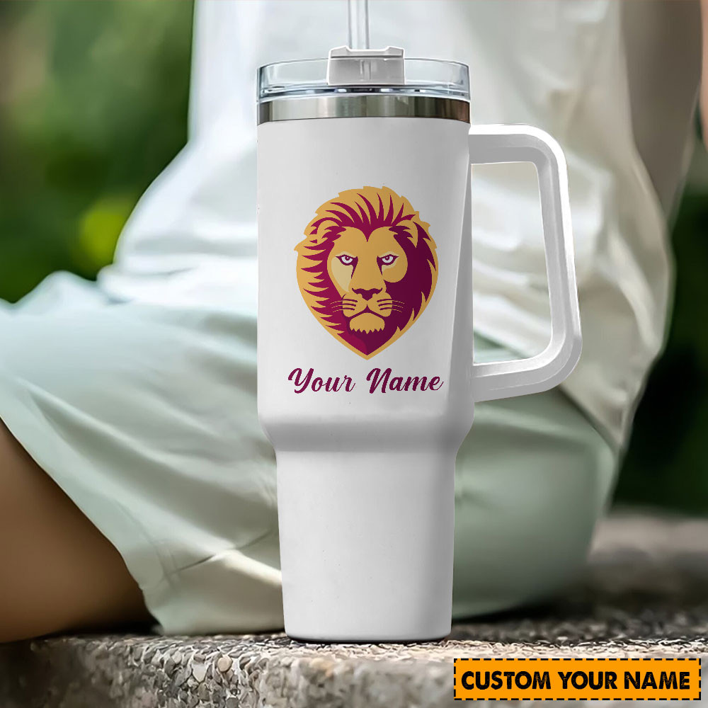 Brisbane Lions AFL Custom Stanley Quencher 40oz Stainless Steel Tumbler With Handle