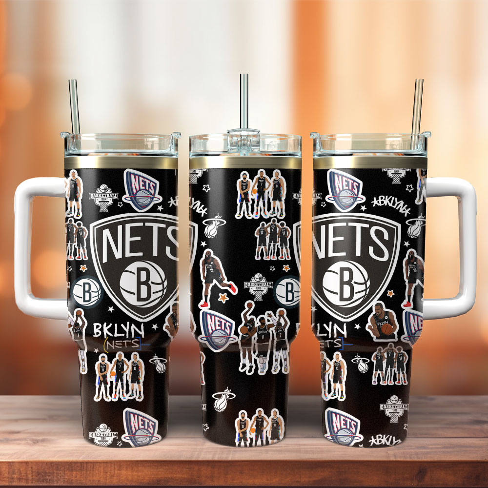 Brooklyn Nets NBA Basketball Sport Custom Stanley Quencher 40oz Stainless Steel Tumbler With Handle
