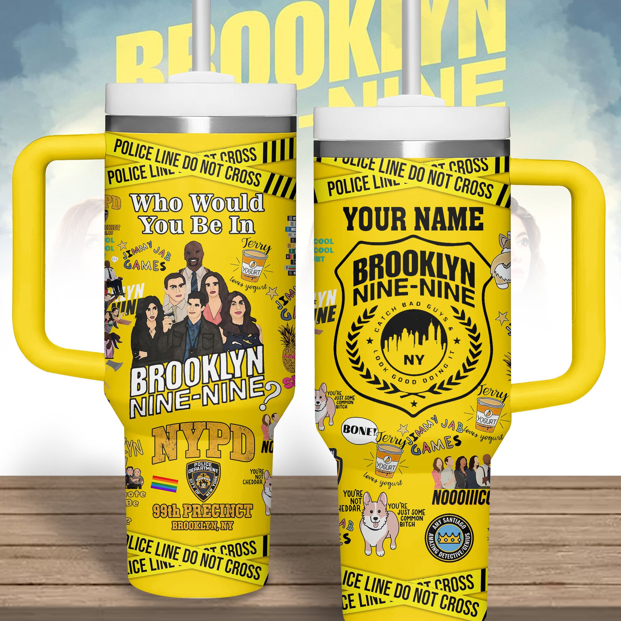 Brooklyn Nine-Nine TV Series Custom Stanley Quencher 40oz Stainless Steel Tumbler With Handle