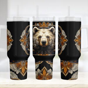 Brown Bear Custom Stanley Quencher 40oz Stainless Steel Tumbler With Handle