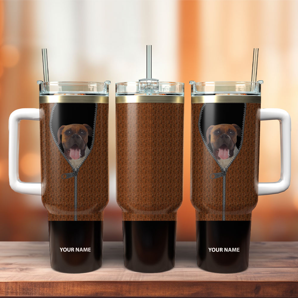 Brown Dog Custom Stanley Quencher 40oz Stainless Steel Tumbler With Handle