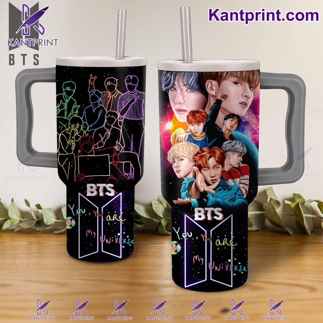 BTS Music Custom Stanley Quencher 40oz Stainless Steel Tumbler With Handle