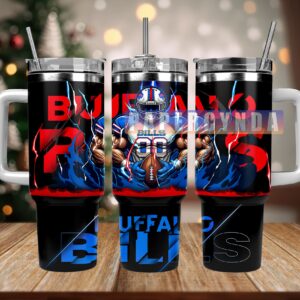 Buffalo Bills Custom Stanley Quencher 40oz Stainless Steel Tumbler With Handle