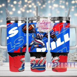 Buffalo Bills Custom Stanley Quencher 40oz Stainless Steel Tumbler With Handle