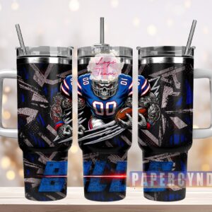 Buffalo Bills Custom Stanley Quencher 40oz Stainless Steel Tumbler With Handle