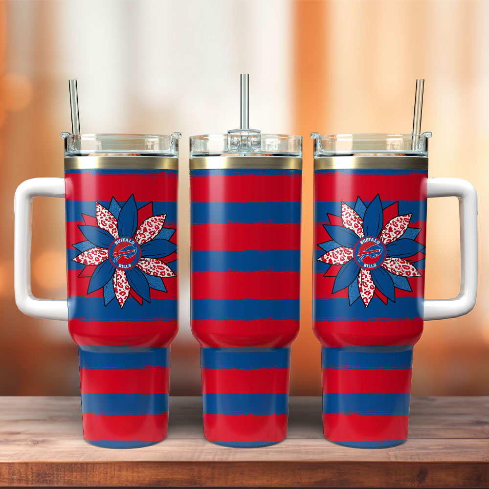 Buffalo Bills Football NFL Custom Stanley Quencher 40oz Stainless Steel Tumbler With Handle