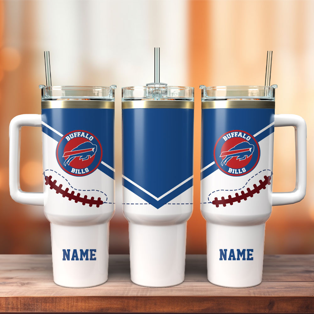 Buffalo Bills Football NFL Sport Custom Stanley Quencher 40oz Stainless Steel Tumbler With Handle