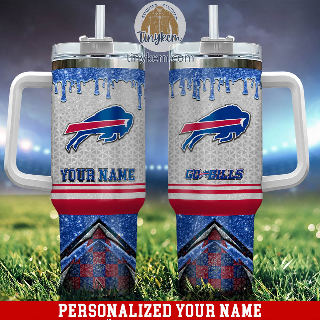Buffalo Bills Glitter NFL Custom Stanley Quencher 40oz Stainless Steel Tumbler With Handle