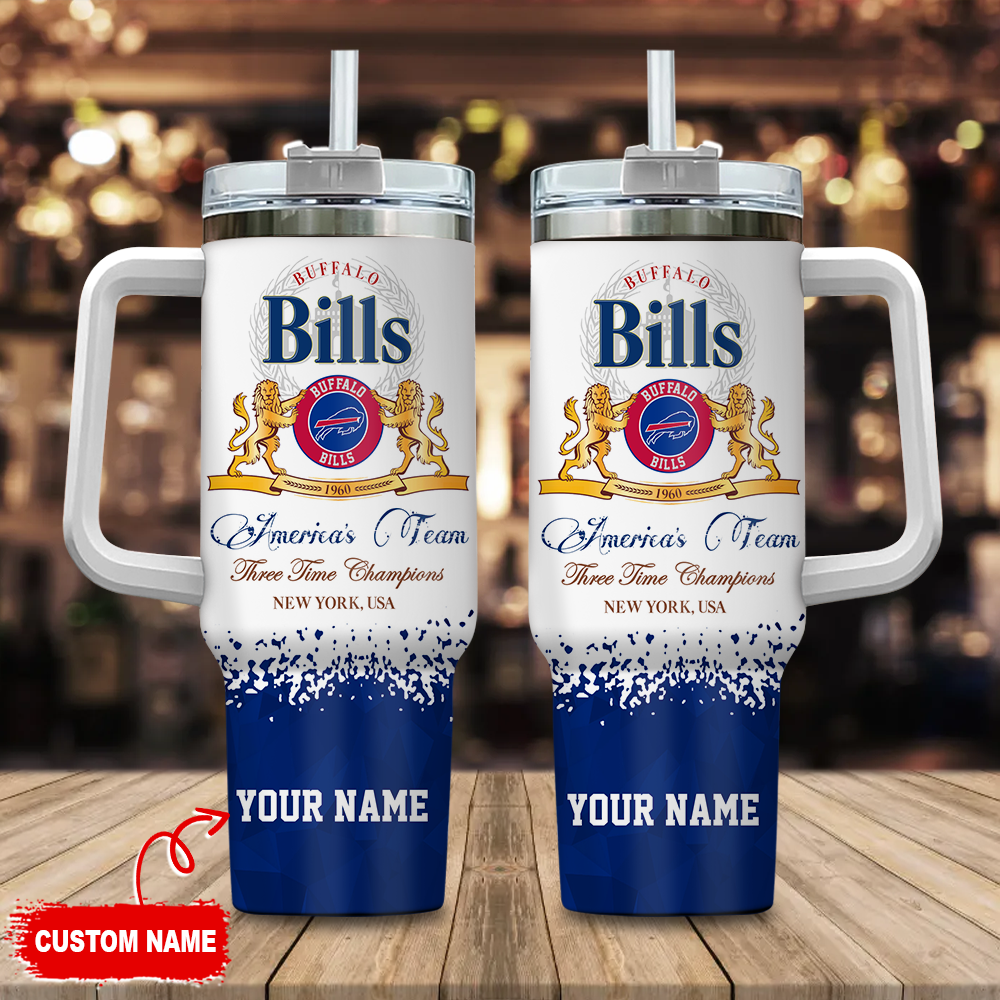 Buffalo Bills NFL Champions Modelo Custom Stanley Quencher 40oz Stainless Steel Tumbler With Handle