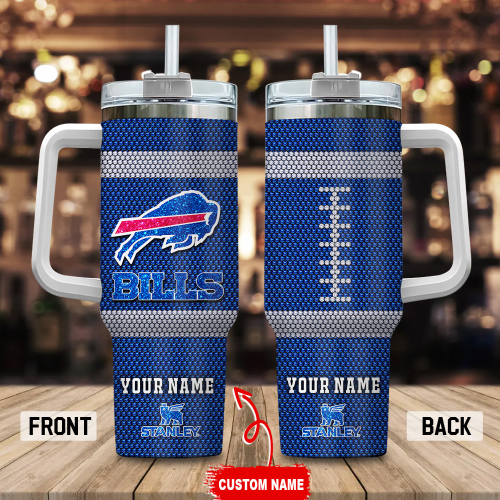 Buffalo Bills NFL Crystal Custom Stanley Quencher 40oz Stainless Steel Tumbler With Handle