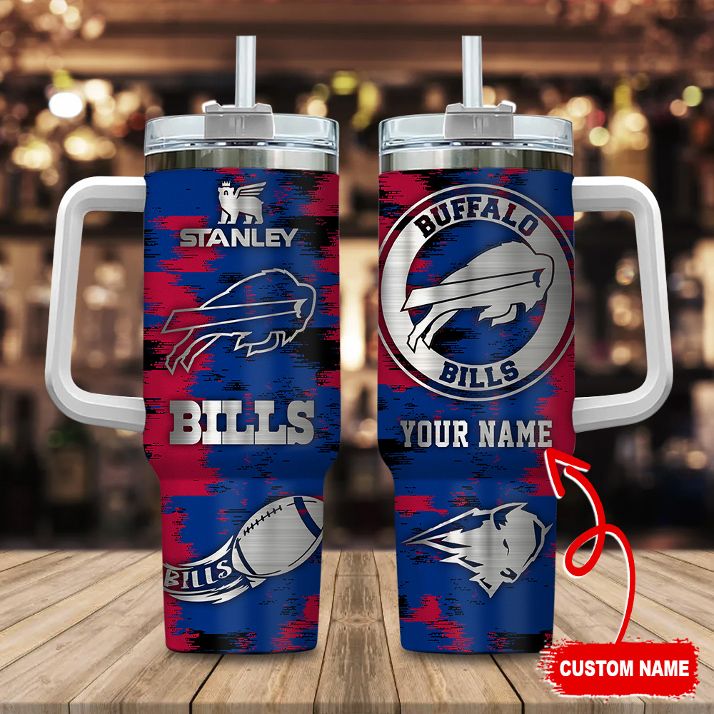 Buffalo Bills NFL Custom Stanley Quencher 40oz Stainless Steel Tumbler With Handle