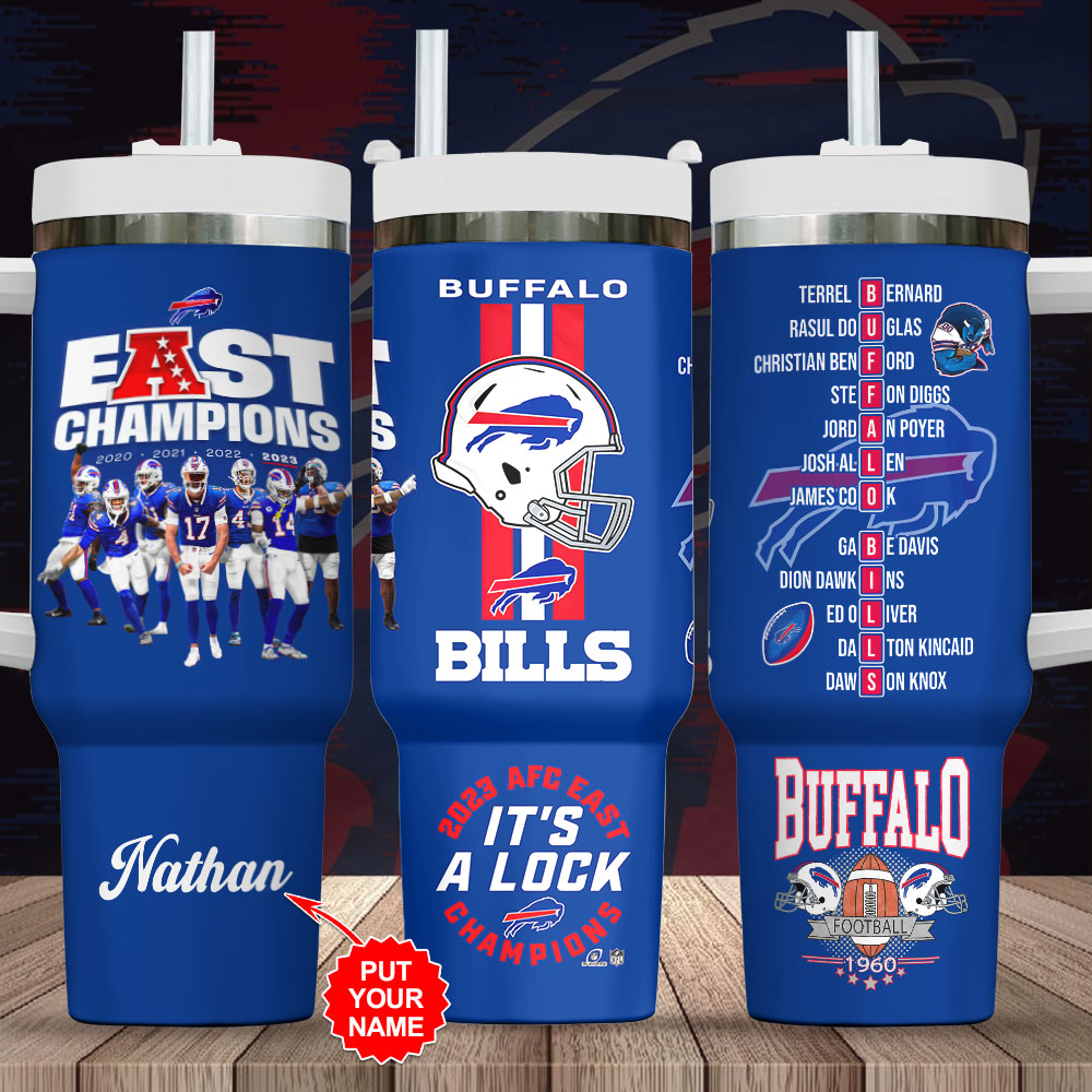 Buffalo Bills NFL Custom Stanley Quencher 40oz Stainless Steel Tumbler With Handle