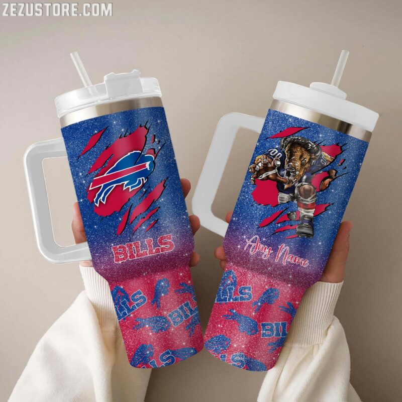 Buffalo Bills NFL Custom Stanley Quencher 40oz Stainless Steel Tumbler With Handle