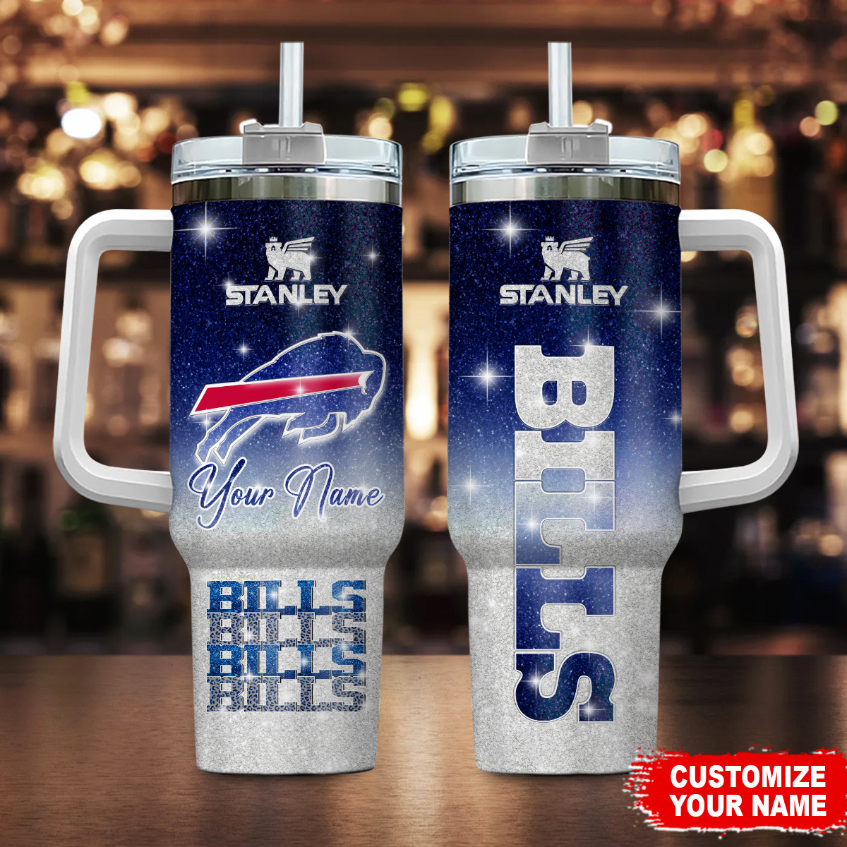 Buffalo Bills NFL Custom Stanley Quencher 40oz Stainless Steel Tumbler With Handle