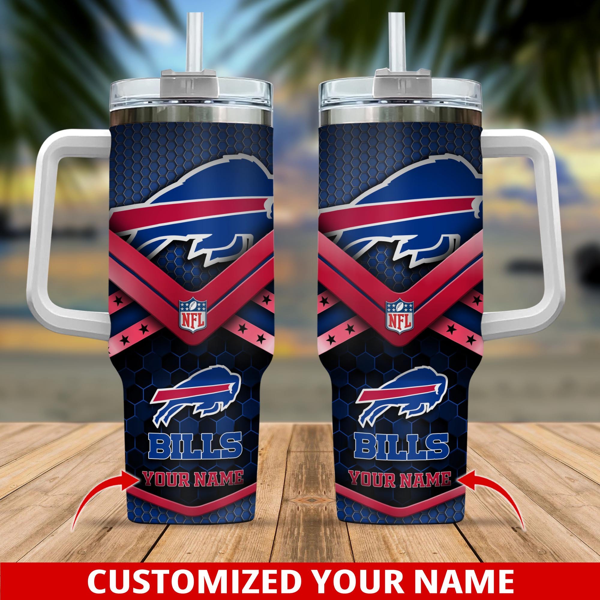 Buffalo Bills NFL Custom Stanley Quencher 40oz Stainless Steel Tumbler With Handle