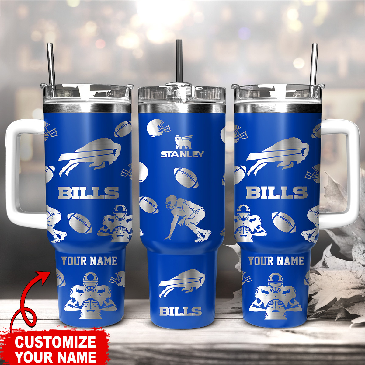 Buffalo Bills NFL Custom Stanley Quencher 40oz Stainless Steel Tumbler With Handle