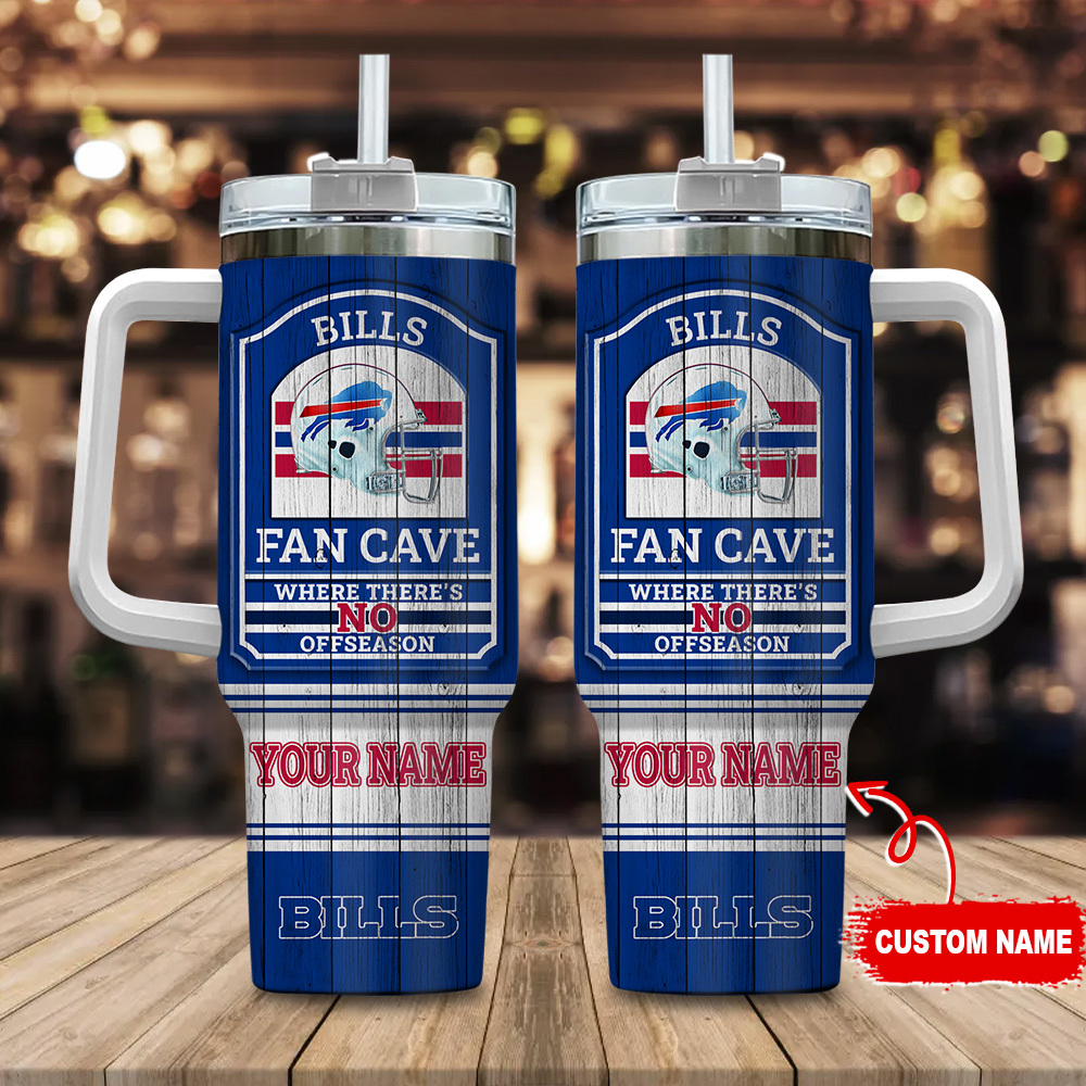 Buffalo Bills NFL Fan Cave Custom Stanley Quencher 40oz Stainless Steel Tumbler With Handle