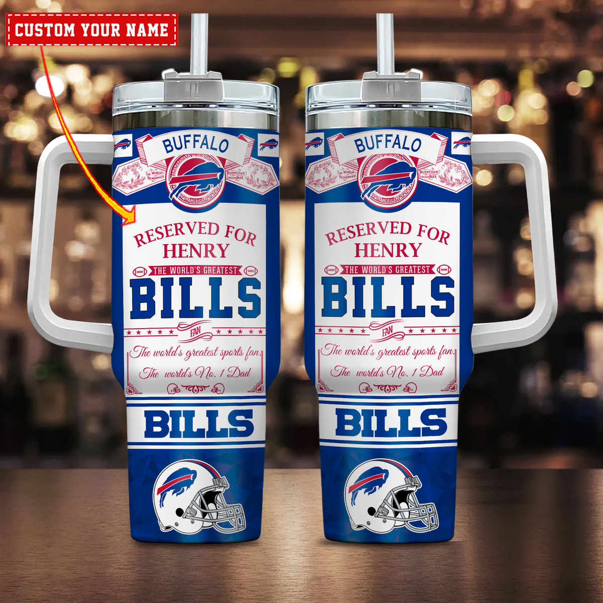 Buffalo Bills NFL Father's Day Custom Stanley Quencher 40oz Stainless Steel Tumbler With Handle