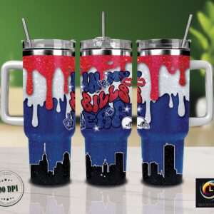 Buffalo Bills NFL Glitter Custom Stanley Quencher 40oz Stainless Steel Tumbler With Handle