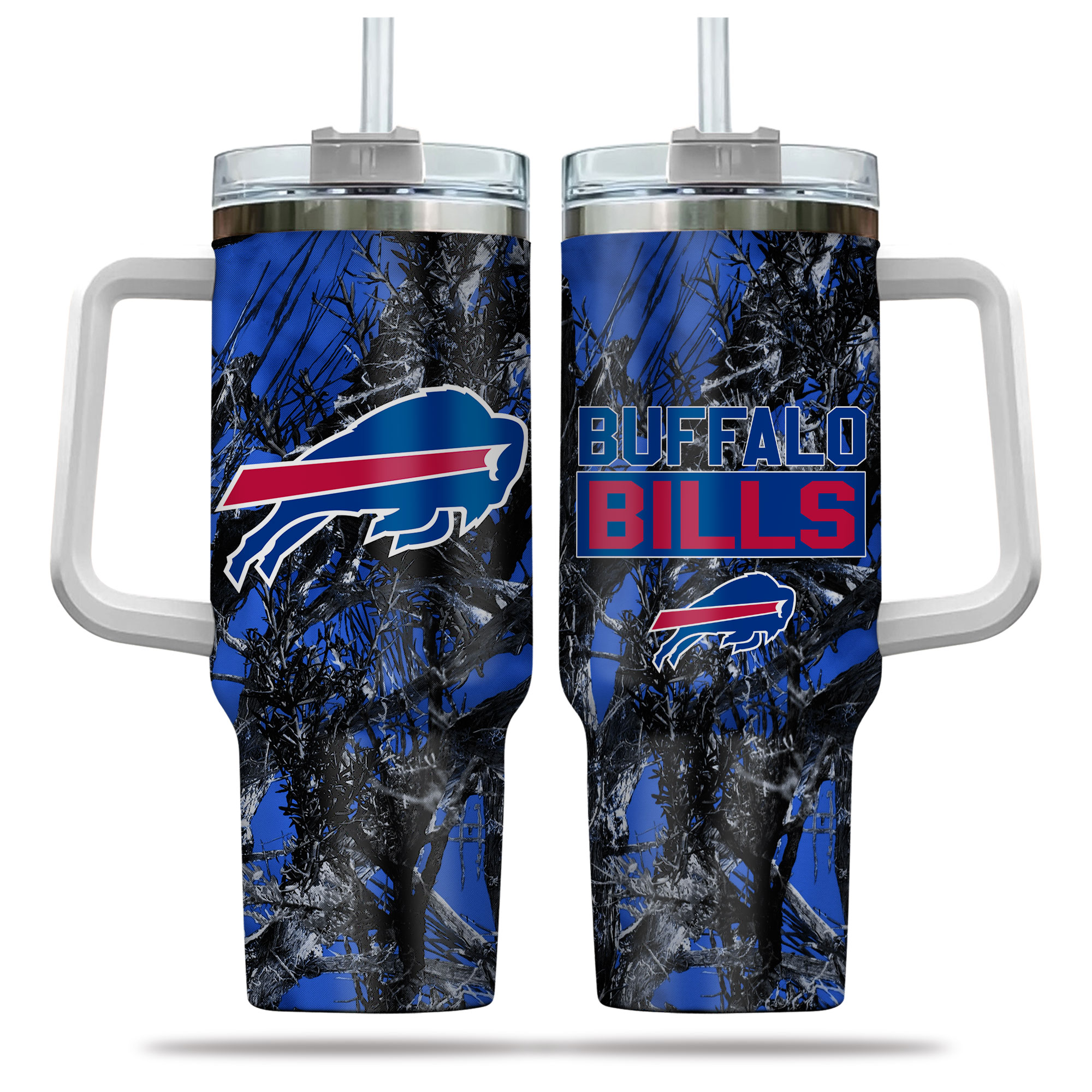 Buffalo Bills NFL Hunting Custom Stanley Quencher 40oz Stainless Steel Tumbler With Handle