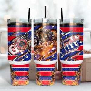 Buffalo Bills NFL Mascot Custom Stanley Quencher 40oz Stainless Steel Tumbler With Handle