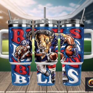 Buffalo Bills NFL Mascot Custom Stanley Quencher 40oz Stainless Steel Tumbler With Handle