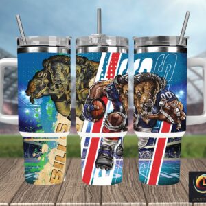 Buffalo Bills NFL Mascot Custom Stanley Quencher 40oz Stainless Steel Tumbler With Handle
