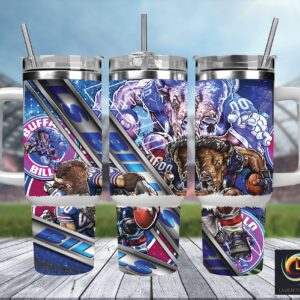 Buffalo Bills NFL Mascot Custom Stanley Quencher 40oz Stainless Steel Tumbler With Handle