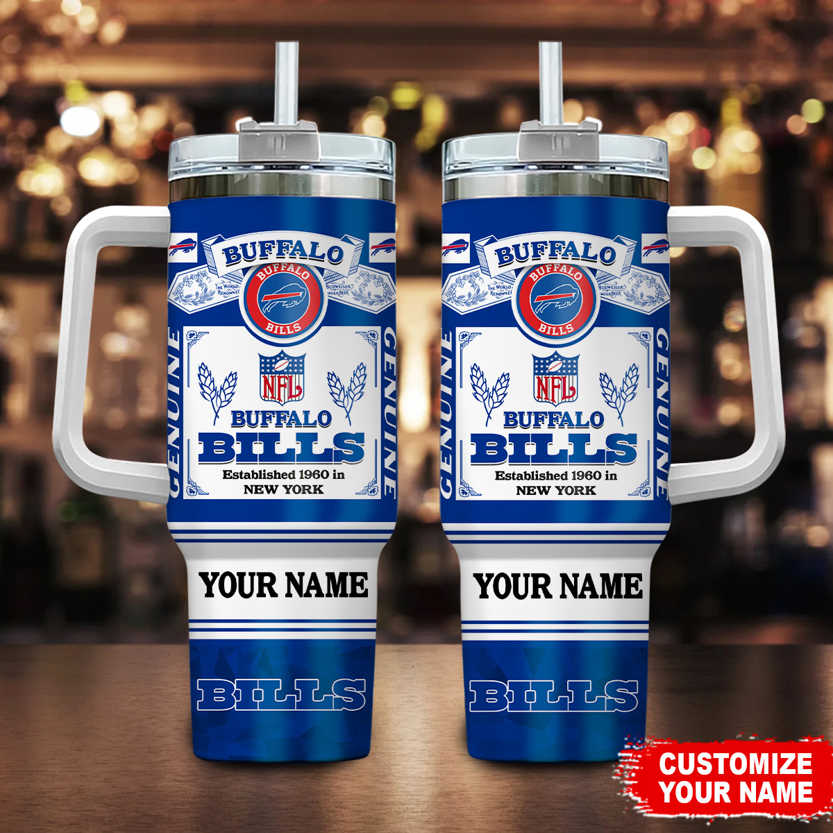 Buffalo Bills NFL Super Bowl Champs Pride Custom Stanley Quencher 40oz Stainless Steel Tumbler With Handle