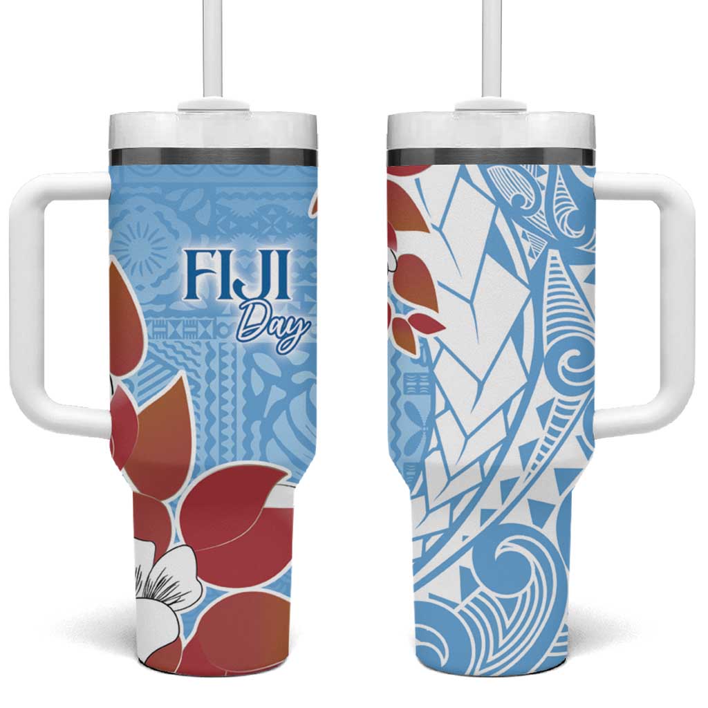 Bula Fiji Day Tagimaucia on Masi Turquoise Custom Stanley Quencher 40oz Stainless Steel Tumbler With Handle