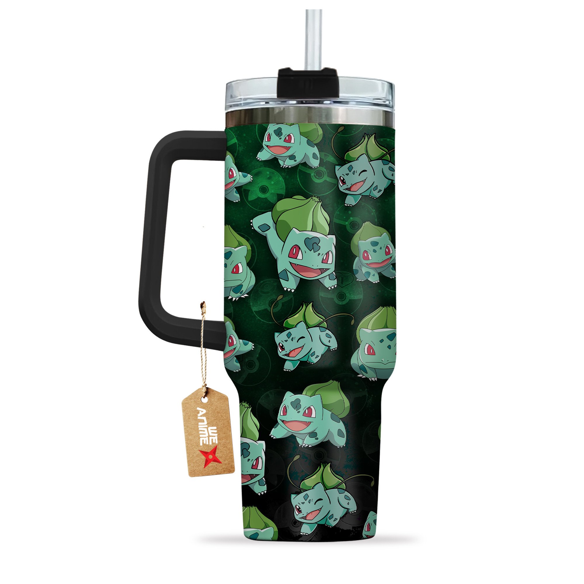 Bulbasaur Pokemon Anime Custom Stanley Quencher 40oz Stainless Steel Tumbler With Handle