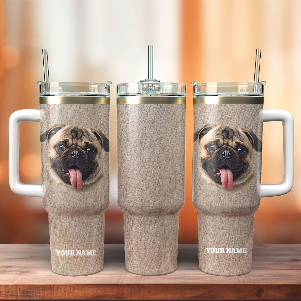 Bull Dog Custom Stanley Quencher 40oz Stainless Steel Tumbler With Handle