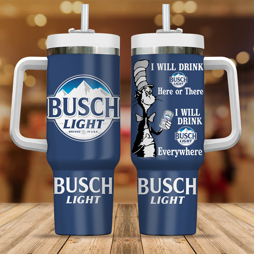 Busch Light Drinks Custom Stanley Quencher 40oz Stainless Steel Tumbler With Handle