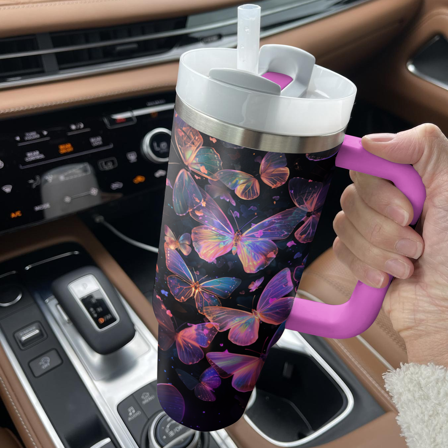 Butterflies Custom Stanley Quencher 40oz Stainless Steel Tumbler With Handle