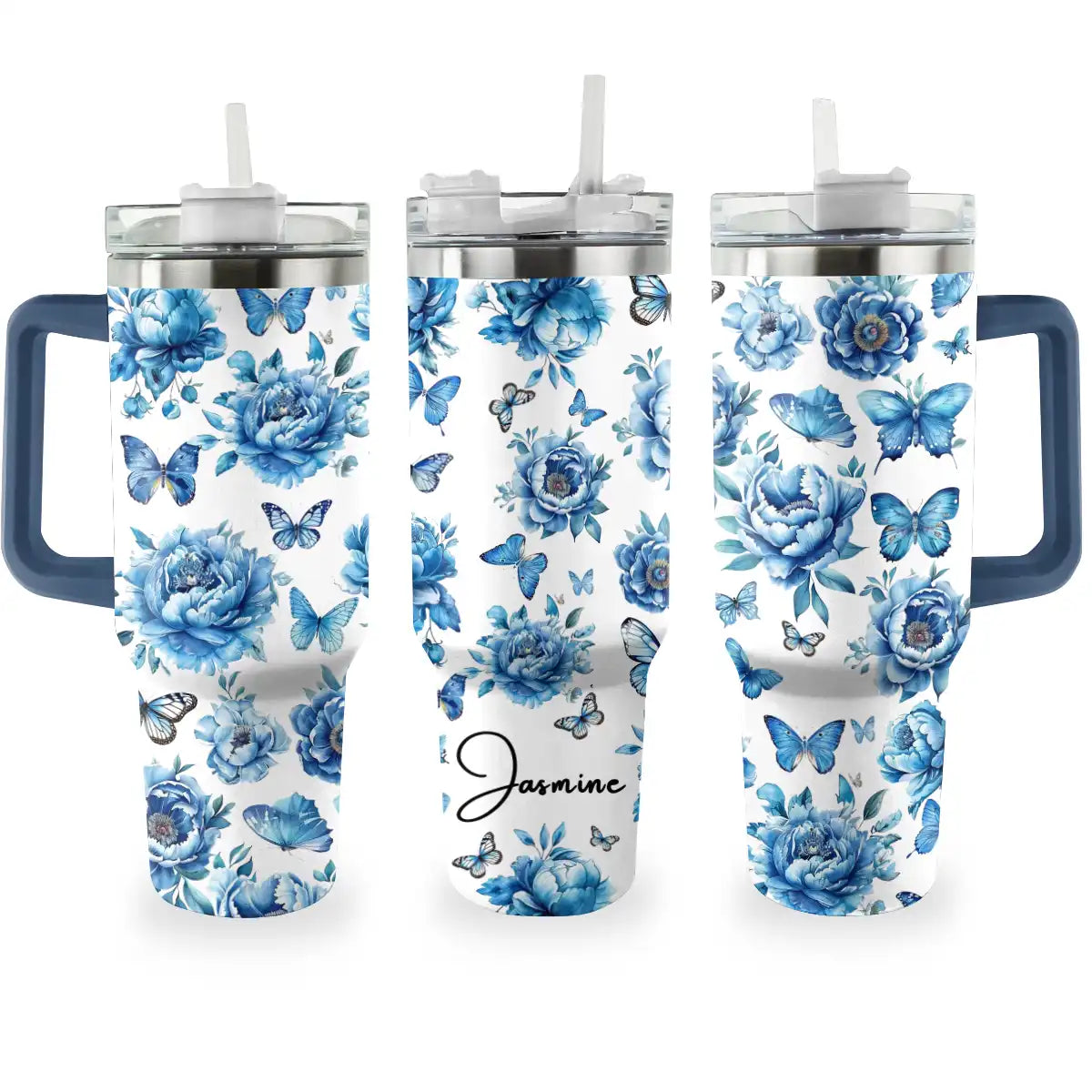 Butterfly Custom Stanley Quencher 40oz Stainless Steel Tumbler With Handle